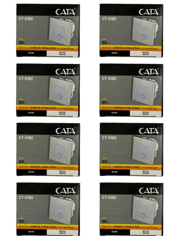 Cata CT-5183 1,5W 6400K (Beyaz Işık) Sensörlü Koridor Aydınlatması (8 Adet)