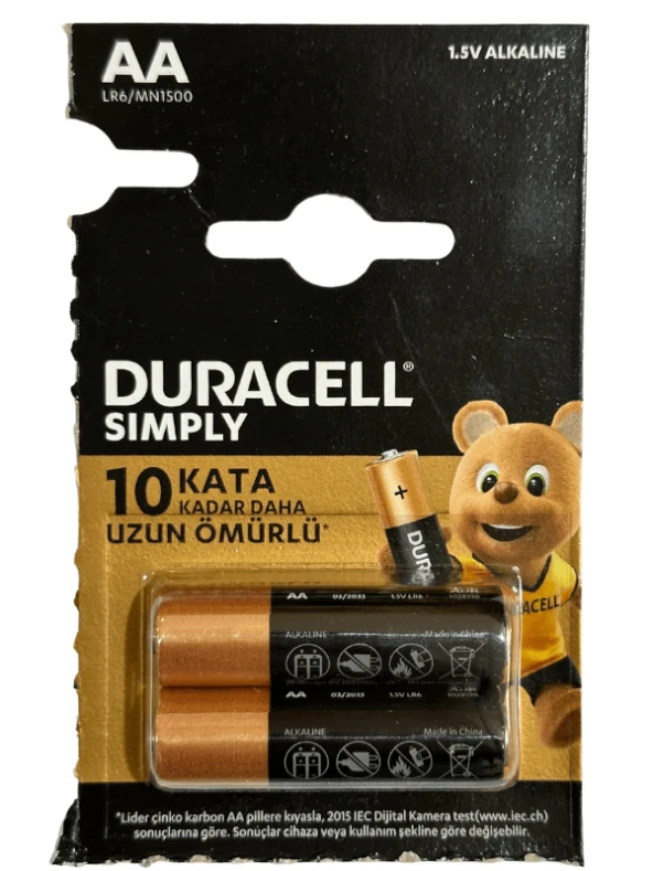 Duracell 1,5V AA Pil LR6/MN1500 İkili Paket