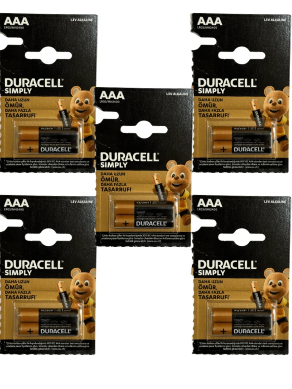 Duracell 1,5V AAA LR03/MN2400 İnce Pil (Onlu Paket)