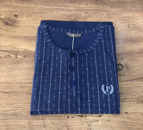 Pijadore Erkek Mavi Yazlık Kısa Kollu Pamuklu Pijama Takımı 1693 - 3