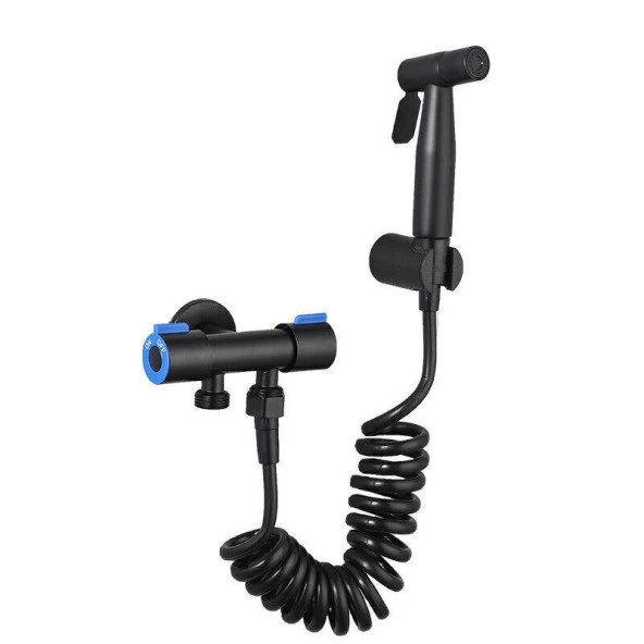 Valkyrie Paslanmaz Çelik Tuvalet Musluk Bide Seti Kolay Kurulum Kullanım Çift Çıkışlı Siyah Evcil Hayvan Yıkama Aleti Siyah