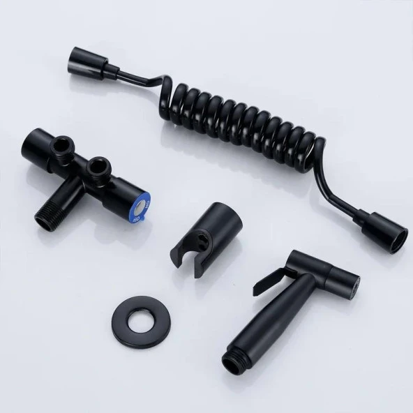 Valkyrie Paslanmaz Çelik Tuvalet Musluk Bide Seti Kolay Kurulum Kullanım Çift Çıkışlı Siyah Evcil Hayvan Yıkama Aleti Siyah - 2