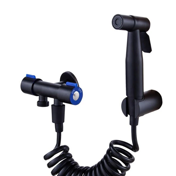 Valkyrie Paslanmaz Çelik Tuvalet Musluk Bide Seti Kolay Kurulum Kullanım Çift Çıkışlı Siyah Evcil Hayvan Yıkama Aleti Siyah - 4