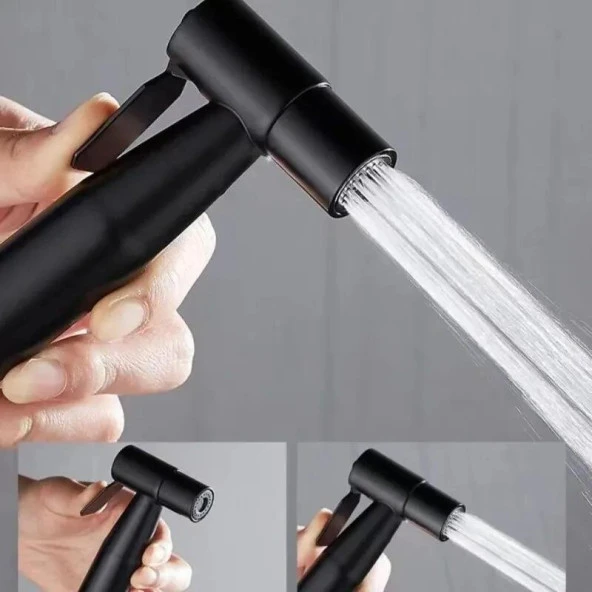 Valkyrie Paslanmaz Çelik Tuvalet Musluk Bide Seti Kolay Kurulum Kullanım Çift Çıkışlı Siyah Evcil Hayvan Yıkama Aleti Siyah - 9