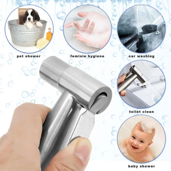 Valkyrie Paslanmaz Çelik Tuvalet Musluk Lavabo Bide Seti Kademeli Jet Püskürtme Spiral Hortum Kolay Montaj - 9