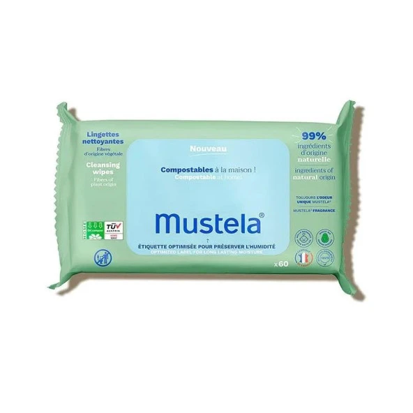 Mustela Kompost Edilebilir Islak Mendil 60 Yaprak