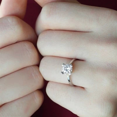 Kalpli Montür Swarovski Taşlı 925 Gümüş Tektaş Yüzük - Resim 2