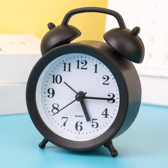Valkyrie Mini Masa Alarm Çalar Saat Akar Saniyeli Sessiz Alarm Saati Siyah