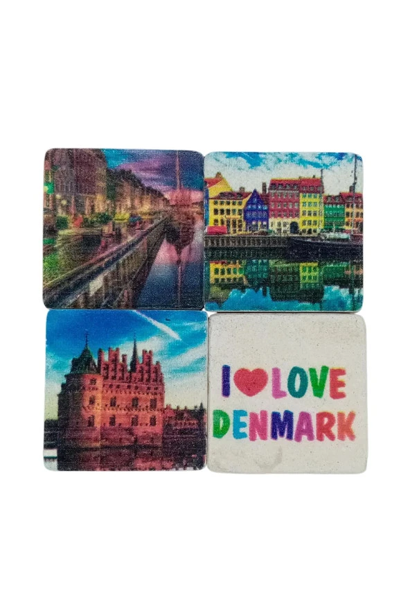 Danimarka Temalı Dörtlü Taş Magnet - Resim 3