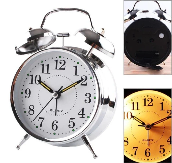 Valkyrie Akar Saniyeli Nostaljik Büyük Boy Masa Çalar Saat Yüksek Alarm sesi 16,5cm Hediyelik Işıklı Parlak Akrep Yelkovan - 6