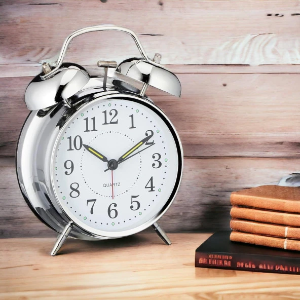 Valkyrie Akar Saniyeli Nostaljik Büyük Boy Masa Çalar Saat Yüksek Alarm sesi 16,5cm Hediyelik Işıklı Parlak Akrep Yelkovan - 7