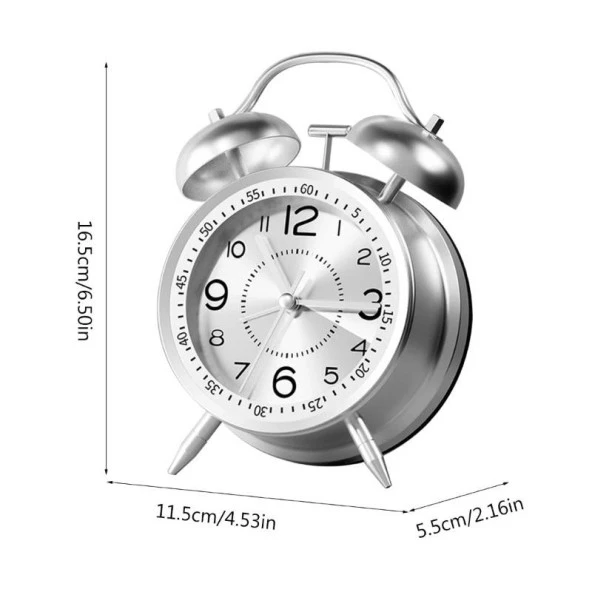 Valkyrie Akar Saniyeli Büyük Boy Nostaljik Analog Çalar Saat - Fosforlu Işıklı Alarmlı Yüksek Ses Hediyelik Saat Beyaz - 3