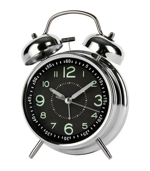 Valkyrie Akar Saniyeli Büyük Boy Nostaljik Analog Çalar Saat - Fosforlu Işıklı Alarmlı Yüksek Ses Hediyelik Saat Siyah - 2