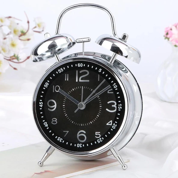 Valkyrie Akar Saniyeli Büyük Boy Nostaljik Analog Çalar Saat - Fosforlu Işıklı Alarmlı Yüksek Ses Hediyelik Saat Siyah - 6