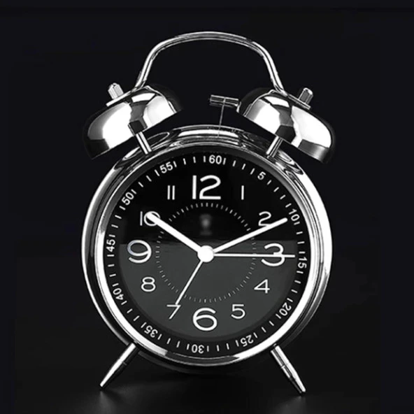 Valkyrie Akar Saniyeli Büyük Boy Nostaljik Analog Çalar Saat - Fosforlu Işıklı Alarmlı Yüksek Ses Hediyelik Saat Siyah - 7
