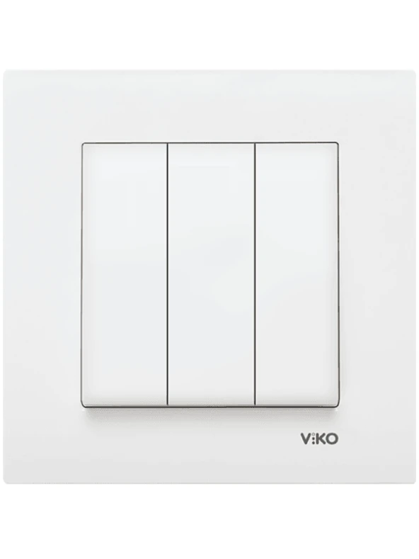 Viko Karre Üçlü Anahtar Beyaz (Çerçeve Dahil) 90967068 (2 Adet) - 3
