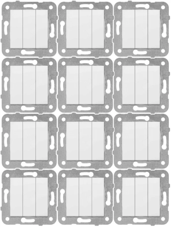 Viko Karre Üçlü Anahtar Beyaz (Çerçeve Dahil) 90967068 (12 Adet) ürün görseli 1