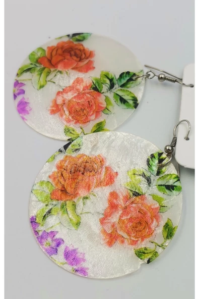 Renkli Figürlü Lüks Sedef Küpe ürün görseli 1