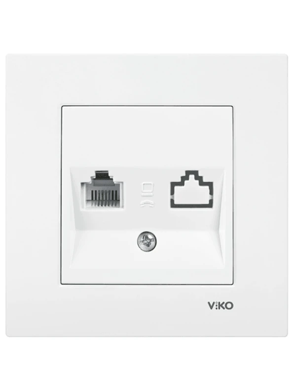 Viko Karre Tekli Nümeris Telefon Prizi Cat3 Beyaz (Çerçeve Dahil) 90967013 (12 Adet) - Resim 3