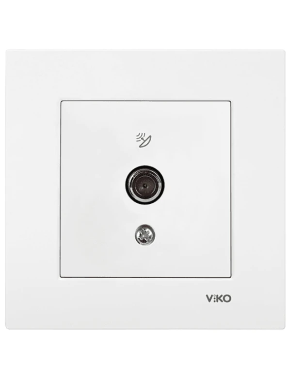 Viko Karre Uydu Prizi F Konnektörlü Sonlu Beyaz (Çerçeve Dahil) 90967009 (12 Adet) - 3