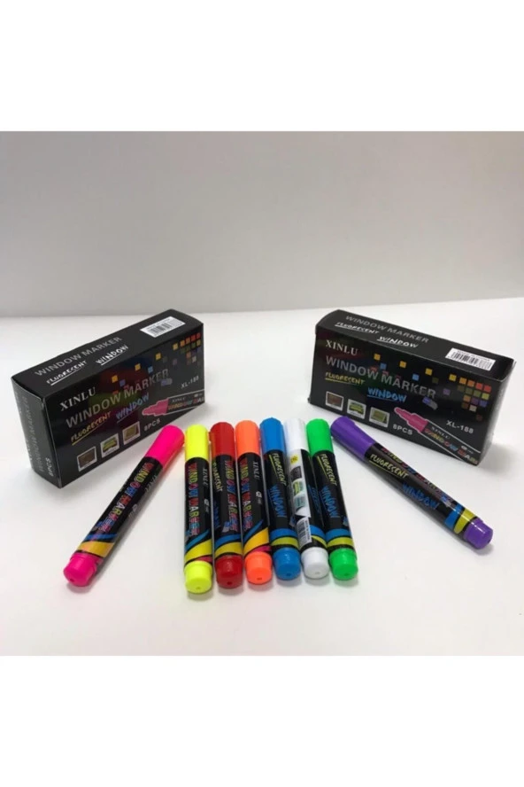Neon Cam ve Seramik Boyama Kalemi 8 Renk