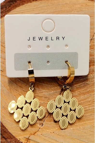 Çelik Gold Lüks Tasarım Küpe ürün görseli 1