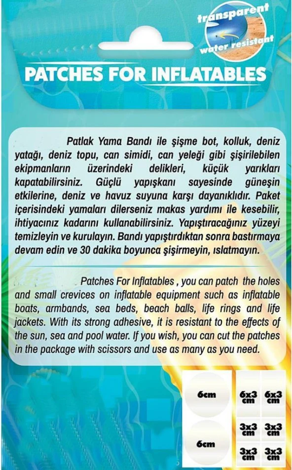 Patlak yama bandı Deniz yatağı,Şişme bot,Kano,Şişme havuz,Can simidi Tamir Bandı - Resim 3