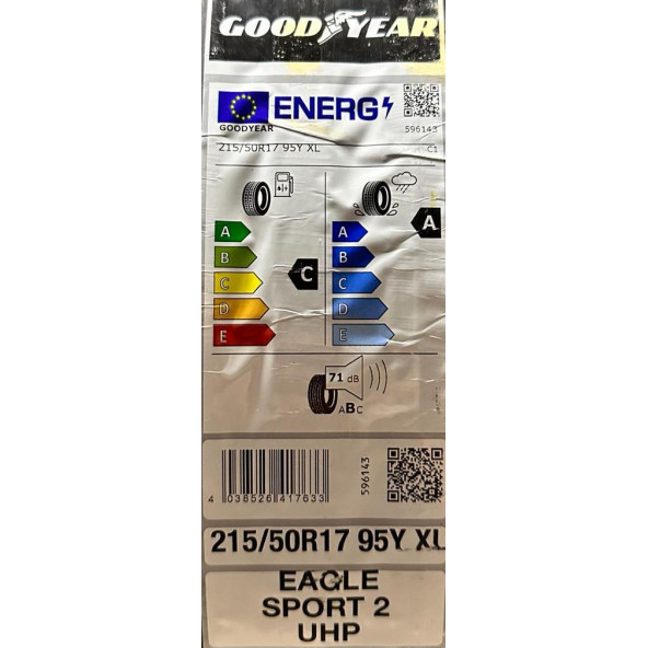 GOODYEAR 215/50R17 95Y EAGLE SPORT 2 UHP XL FP YAZ LASTİĞİ MADE-IN GERMANY YENİ TARİHLİ 2024 - 3