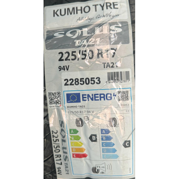 KUMHO 225/50R17 94V TA21 M+S SOLUS YAZ LASTİĞİ ÜRETİM 40. HAFTA 2023 - 2