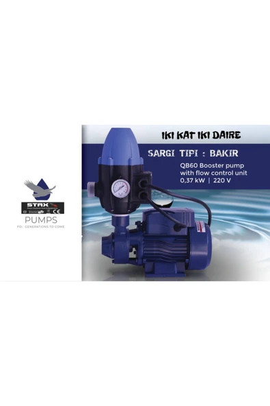 STAXX Su Pompası Paket Hidrofor Otomatik Sistem Su Pompası 0.5hp Bakır Sargı Tek Sarım Sargı - 5