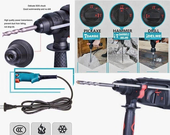 Staxx Power Force Xpress 2-26MM  Kırıcı Delici Hilti 5.5 Joule Darbeli Matkap 3200 Watt  Çantalı - 3