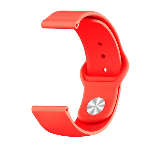 KNY Tecno Watch 2 20 MM İçin Klasik Model Ayarlanabilir 7 Kademeli Silikon Kayış-Kordon KRD-11 Kırmızı