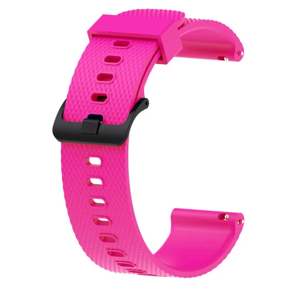 KNY Garmin Forerunner 55 20 MM İçin Bakla Model Ayarlanabilir Renkli Silikon Kayış-Kordon KRD-46 Neon Pembe