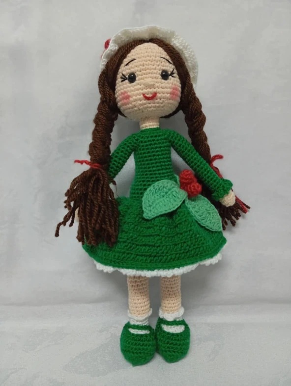 Yeşil Kikona Çiçeği Bebek Amigurumi Organik Oyuncak