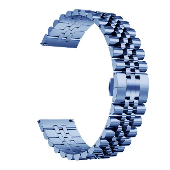 KNY Blitzwolf BW-HL1T 20 MM İçin Çift Renkli Klipsli Metal Kayış-Kordon KRD-36 Mavi