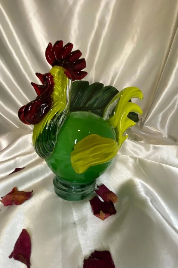 Dekoratif  Üfleme Cam Feng Shui Ejderah Yılında Koruyucu Horoz - Resim 4