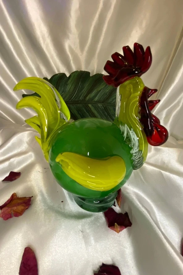 Dekoratif  Üfleme Cam Feng Shui Ejderah Yılında Koruyucu Horoz - Resim 5