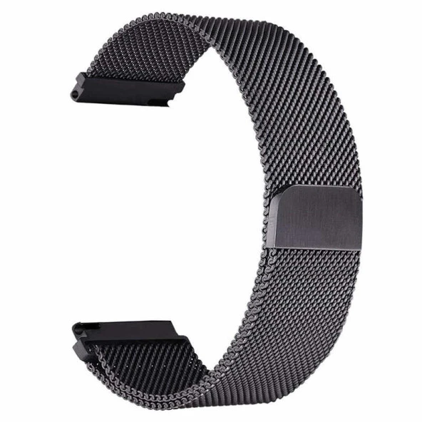 KNY Xiaomi Watch S2 20 MM İçin Hasır Desenli Mıknatıslı Metal Kayış-Kordon KRD-01 Siyah