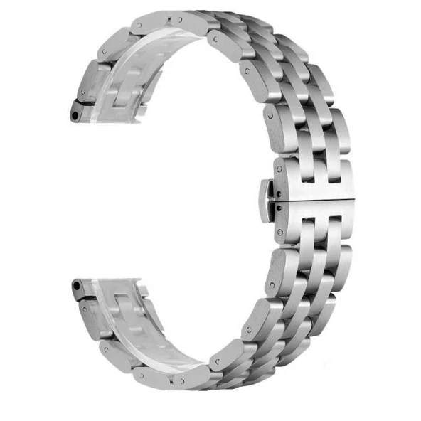 KNY Ferrucci Smart Watch 19S 20 MM İçin Zincir Model Klipsli Metal Kayış-Kordon KRD-20 Gümüş