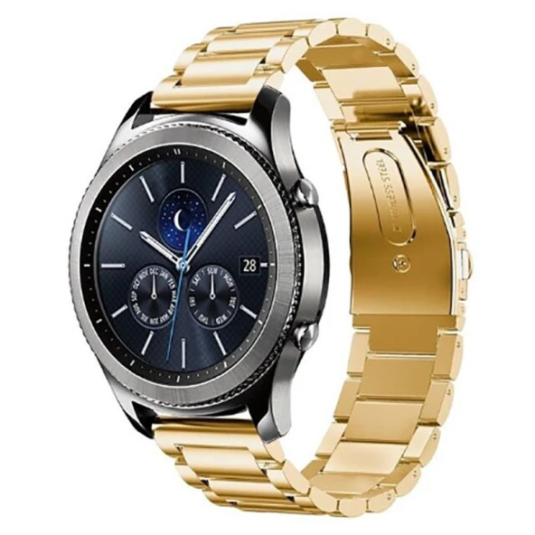 KNY FERRO Watch L19 20 MM İçin Bakla Desenli Klasik Model Metal Kayış-Kordon KRD-04 Gold