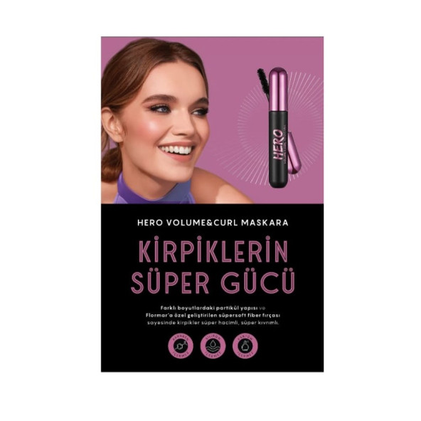 Flormar Hero Volume&Curl Mascara Yoğun Hacim Ve Kıvrım Veren Maskara - 8