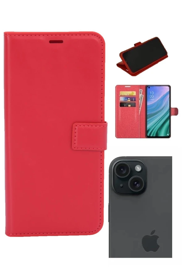 Apple iPhone 15 Kamera Korumalı Cüzdanlı ve Kapaklı Kılıf - Resim 3