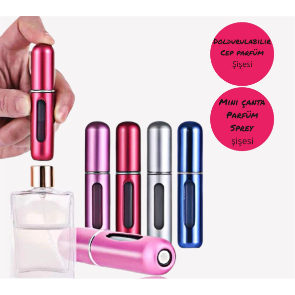 Doldurabilir Mini Parfüm Şişesi Cep Çanta İçi Seyahat Cep Boy Parfüm Kolanya Şişesi 1 Adet
