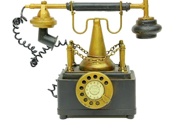 Vintage Tasarım Dekoratif Metal Telefon Kumbaralı