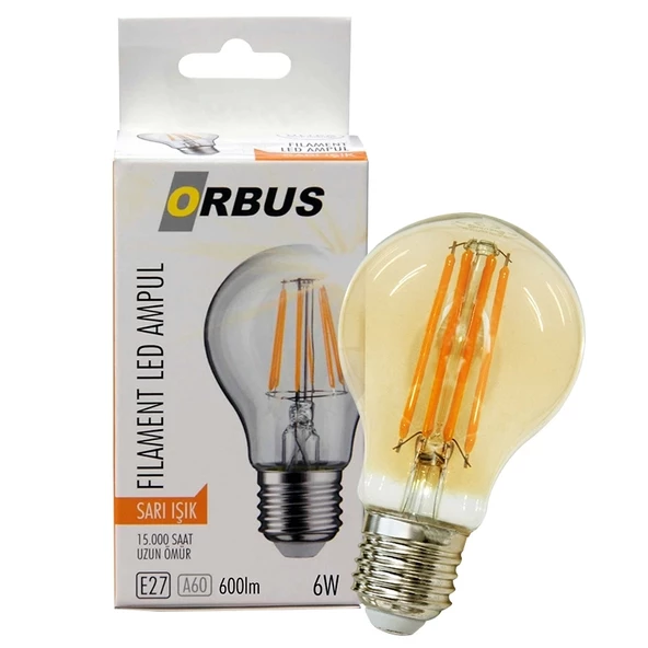 Orb-f6w Fılament Bulb A60 E27 6 Watt 600 Lümen Amber Led Ampül