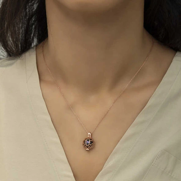 925 Ayar Gümüş Kafesli Lotus Bayan Gümüş Kolye ürün görseli