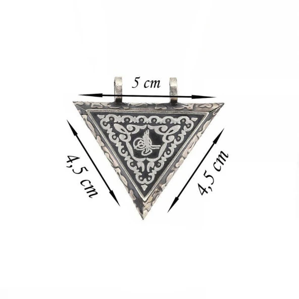925 Ayar Gümüş Üçgen İçi Açılabilen Tuğra Muskalık Gümüş Kolye