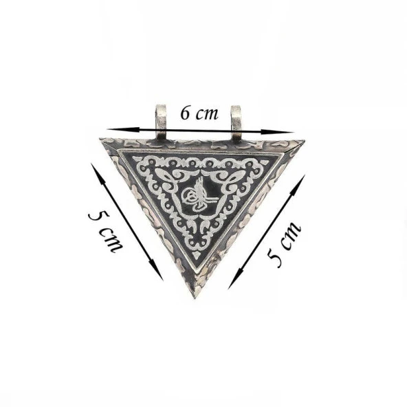 925 Ayar Gümüş Üçgen İçi Açılabilen Tuğra Muskalık Gümüş Kolye
