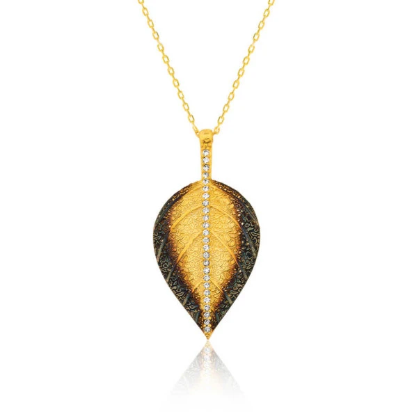 925 Ayar Gümüş Yaprak Kadın Gümüş Kolye ürün görseli