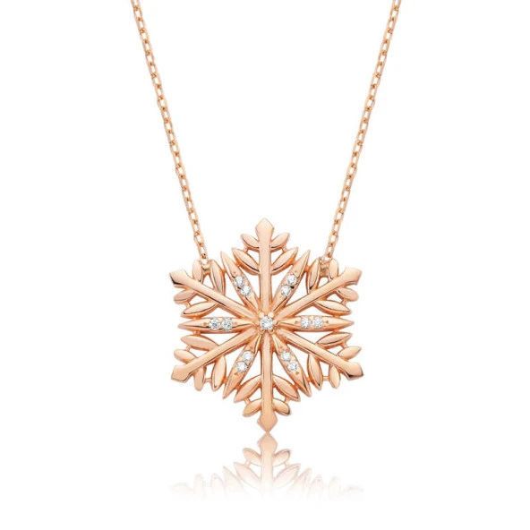 925 Ayar Gümüş Kar Tanesi Kadın Gümüş Kolye ürün görseli